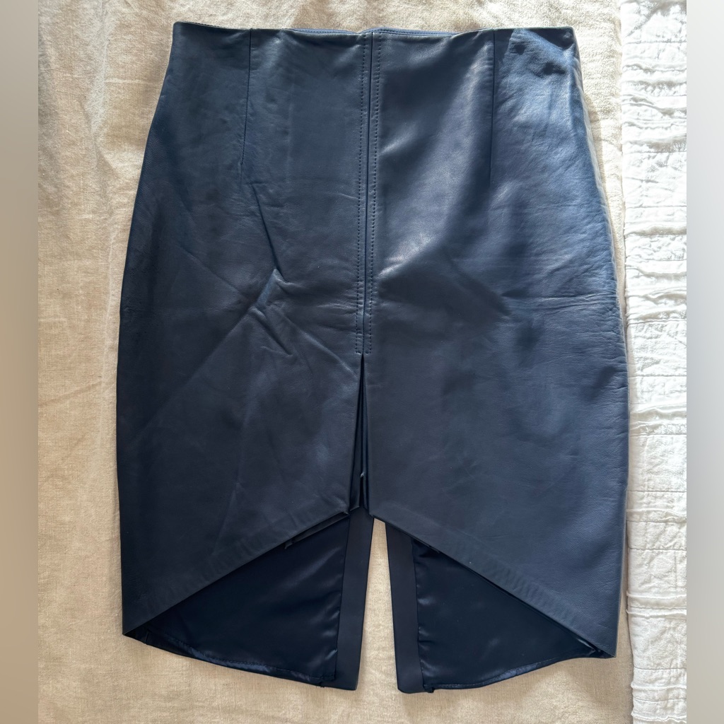 Elie Tahari Blue Asymmetrical Pencil Midi Skirt